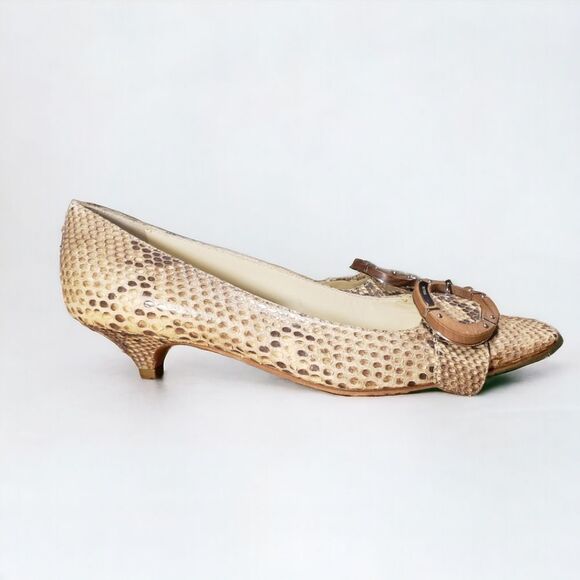 Prada Python Buckle Logo Kitten Heels - Picture 2 of 8